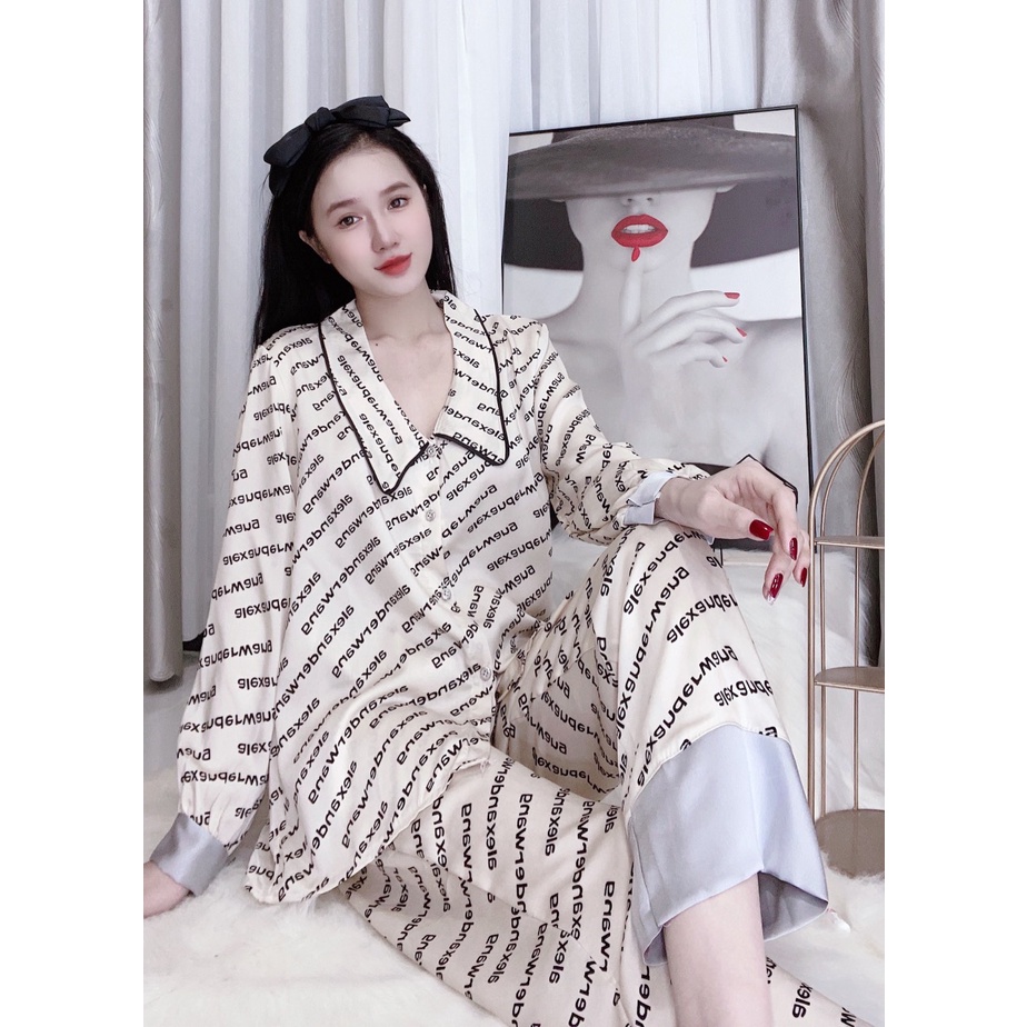 sét đồ bộ mặc nhà nữ hot nhất hiện nay, pijama nữ tay dài quần dài lụa mango latin satin lụa xịn ảnh thật,đồ ngủ cao cấp