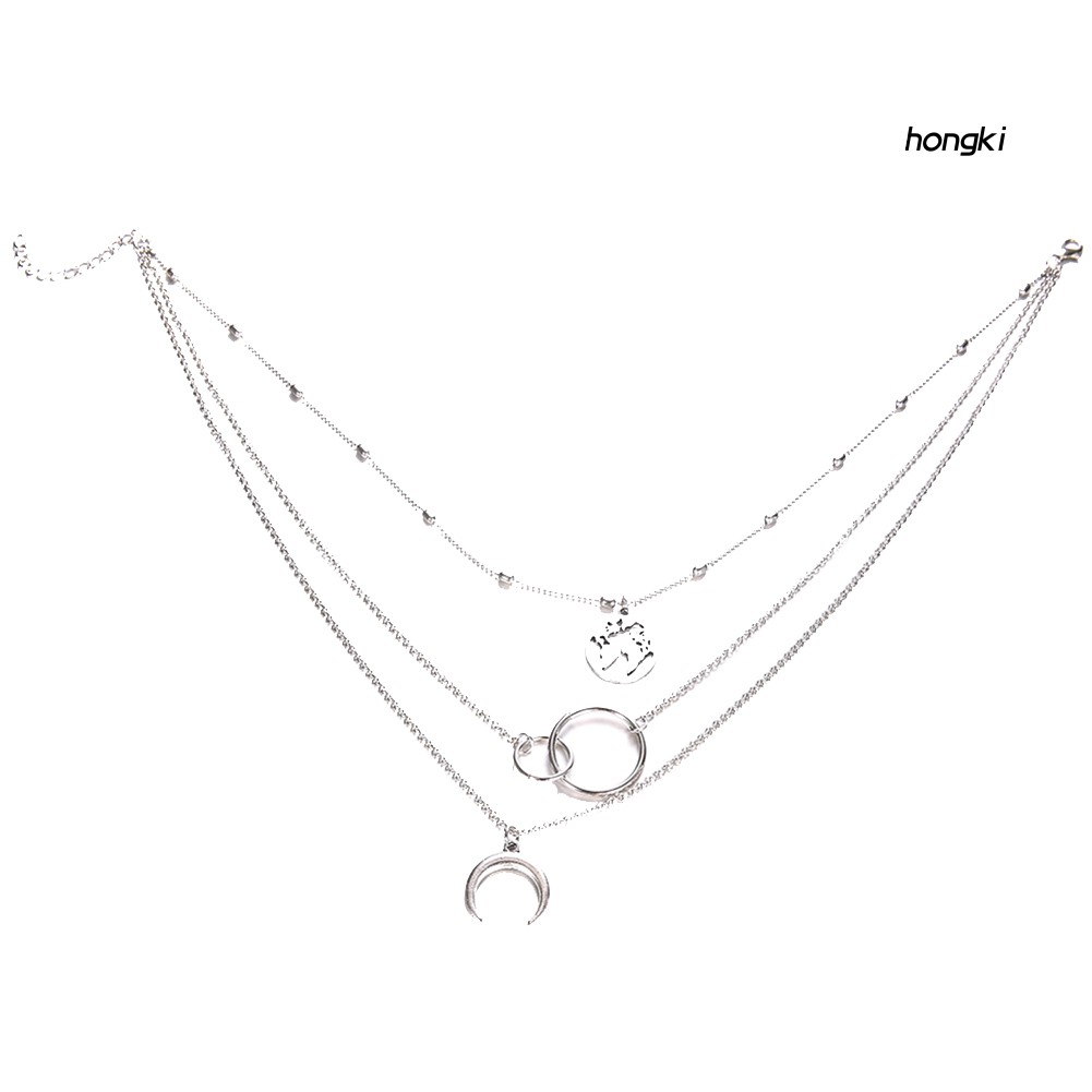 vòng cổ Hợp Kim Nhiều Lớp Mặt Hình Mặt Trăng Tròn Thời Trang Cho Nữ