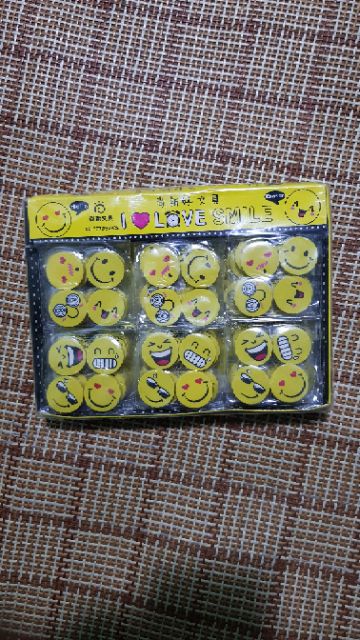 12 viên tẩy bút chì hình mặt cười, gôm tẩy chì hình mặt cười