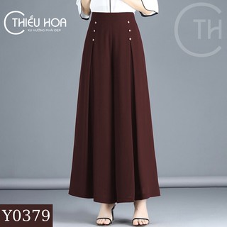 Quần Giả Váy Trung Niên Chiffon Đính Nút Thiều Hoa Y0379