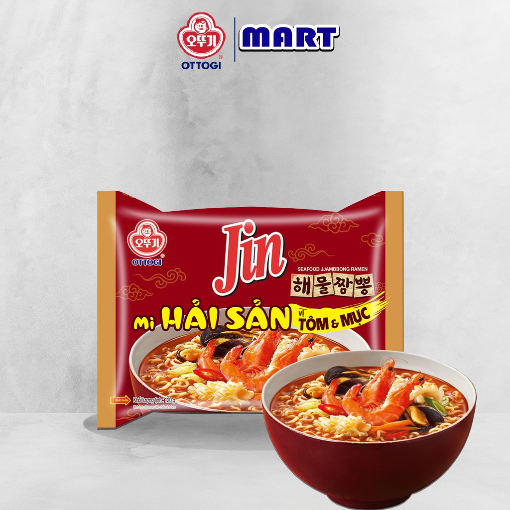 - Mì Jin hải sản vị tôm & mực Ottogi 120g