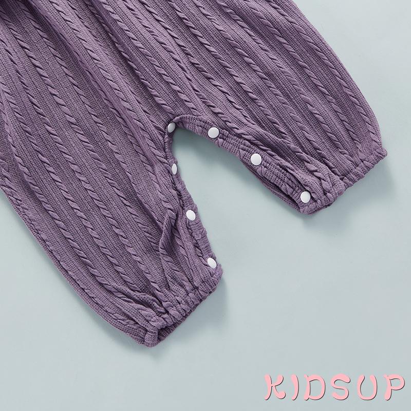 Set Áo liền quần tay dài cổ tròn + băng đô cài tóc nhiều màu sắc cho bé