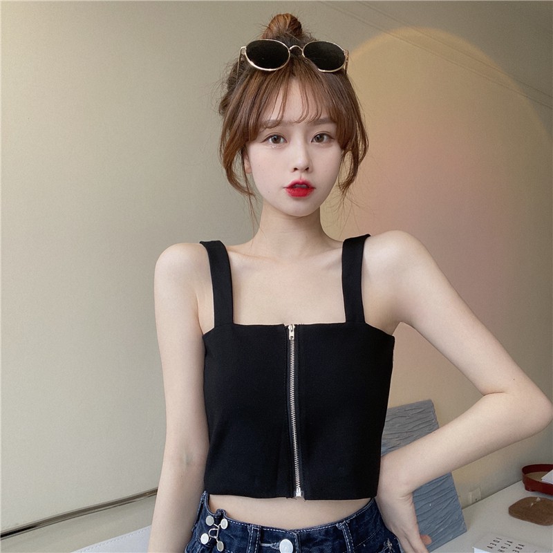 [Mã FAMARAL2 giảm 10K đơn 50K] áo sơ mi nữ 2 dây cực xinh có khóa kéo mặc được 2 mặt