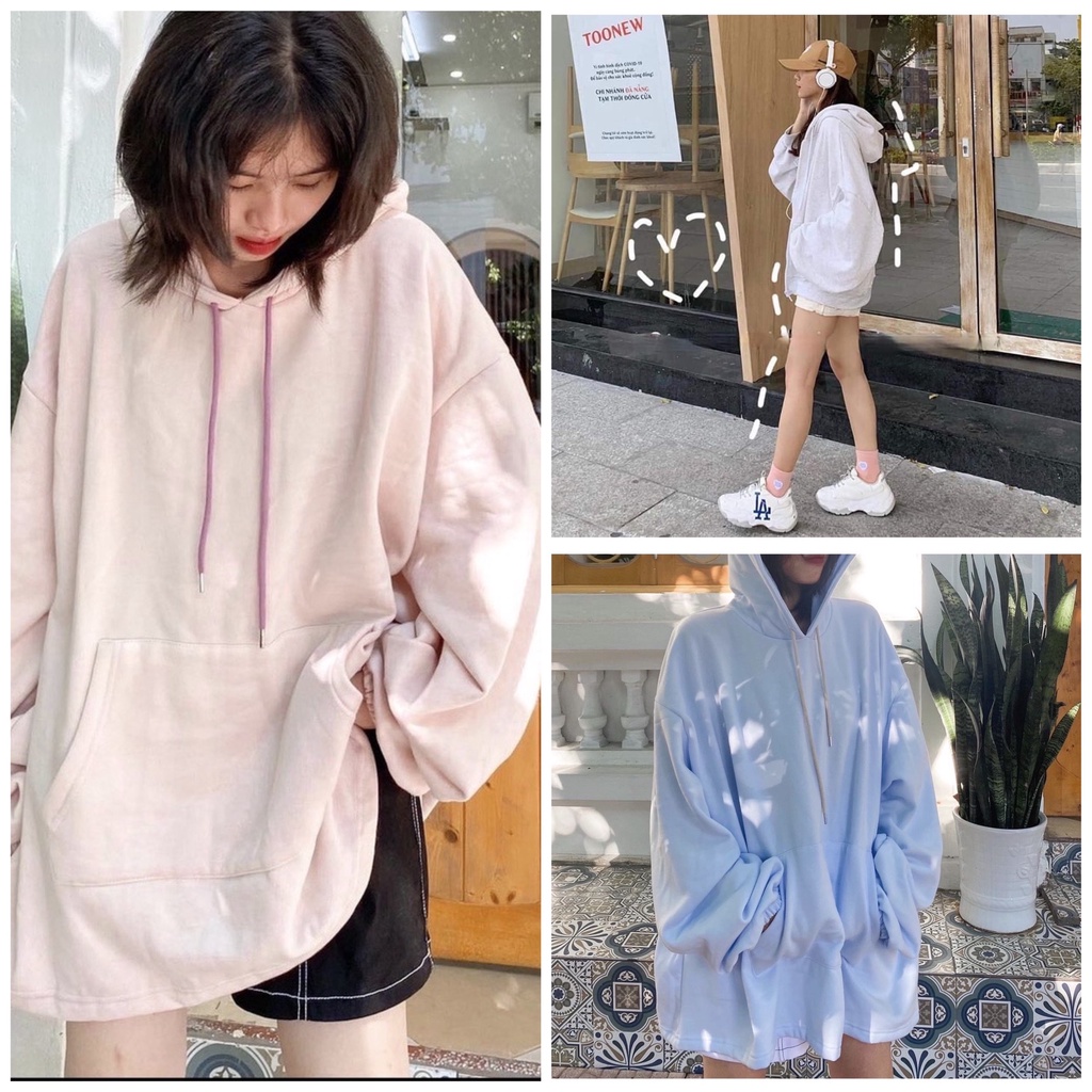 Áo Hoddie Trơn Pastel JOLIE Nữ  🌸 Jacket nỉ có mũ from rộng bo tay bồng màu cá tính ulzzang 🌸 Sweater nỉ