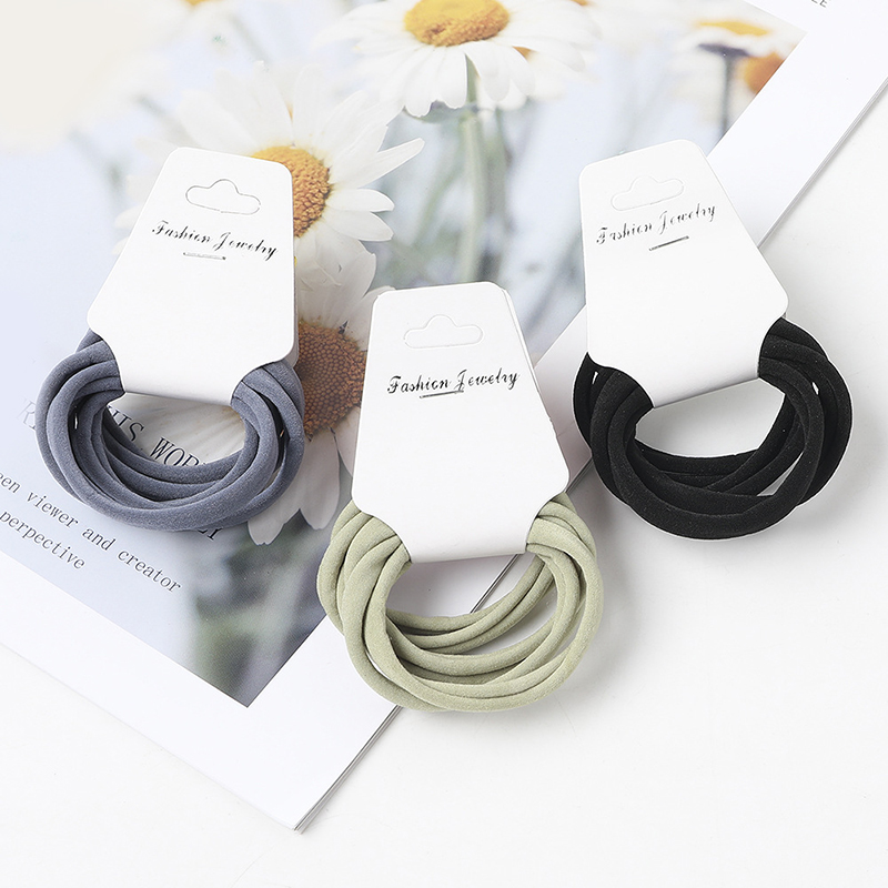 Set 6 Dây Buộc Tóc Nữ Co Giãn Màu Trơn Thời Trang
