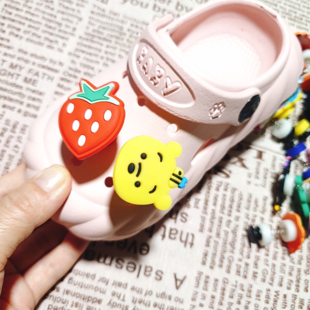 [Lò xo 2D] Sticker dán dép cross / nút gắn hkdesign mẫu có lò xo cho nam nữ gắn sục (01 Cái)