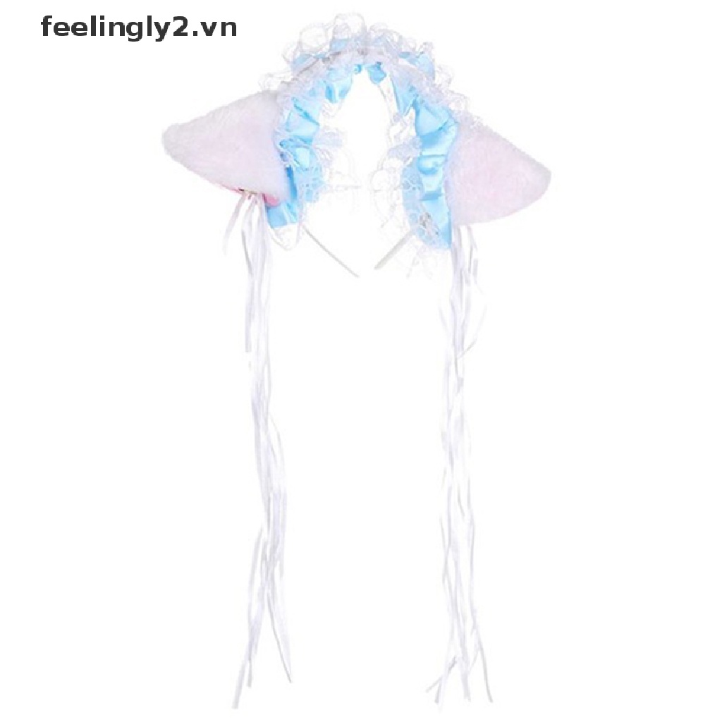 Băng Đô Tai Mèo Phối Ren Và Chuông