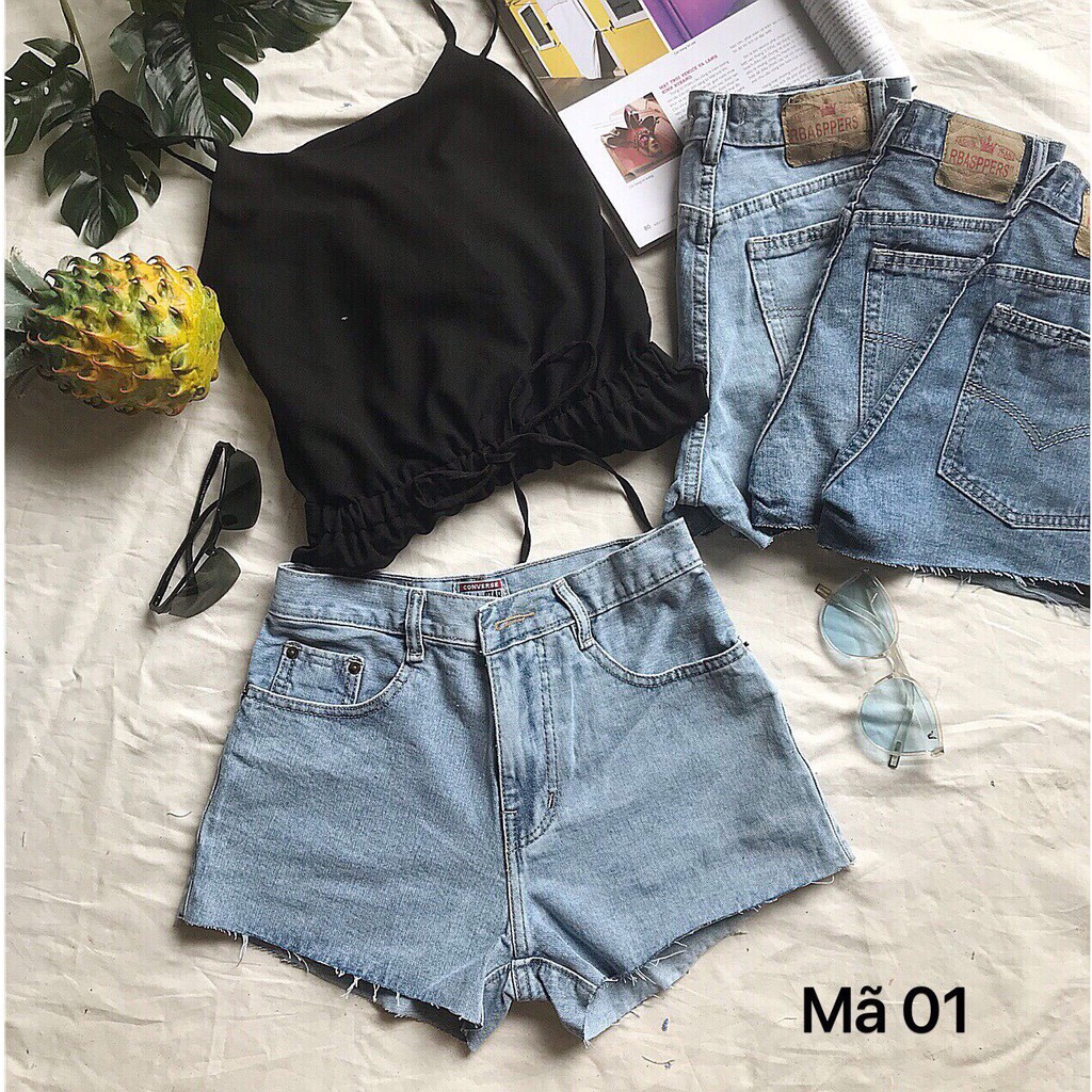 Vintage Denim Short 35, quần đùi jeans Basic sớ vải xịn đẹp, cắt lai bò rin ngắn trơn đơn giản xanh nhạt đậm Korean xinh