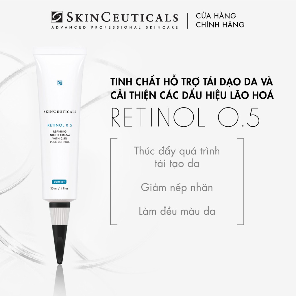 ​[Mã COSLUX05 giảm 120K] Skinceuticals Retinol 0.5 cải thiện các khuyết điểm sau mụn và các dấu hiệu lão hóa 30ml