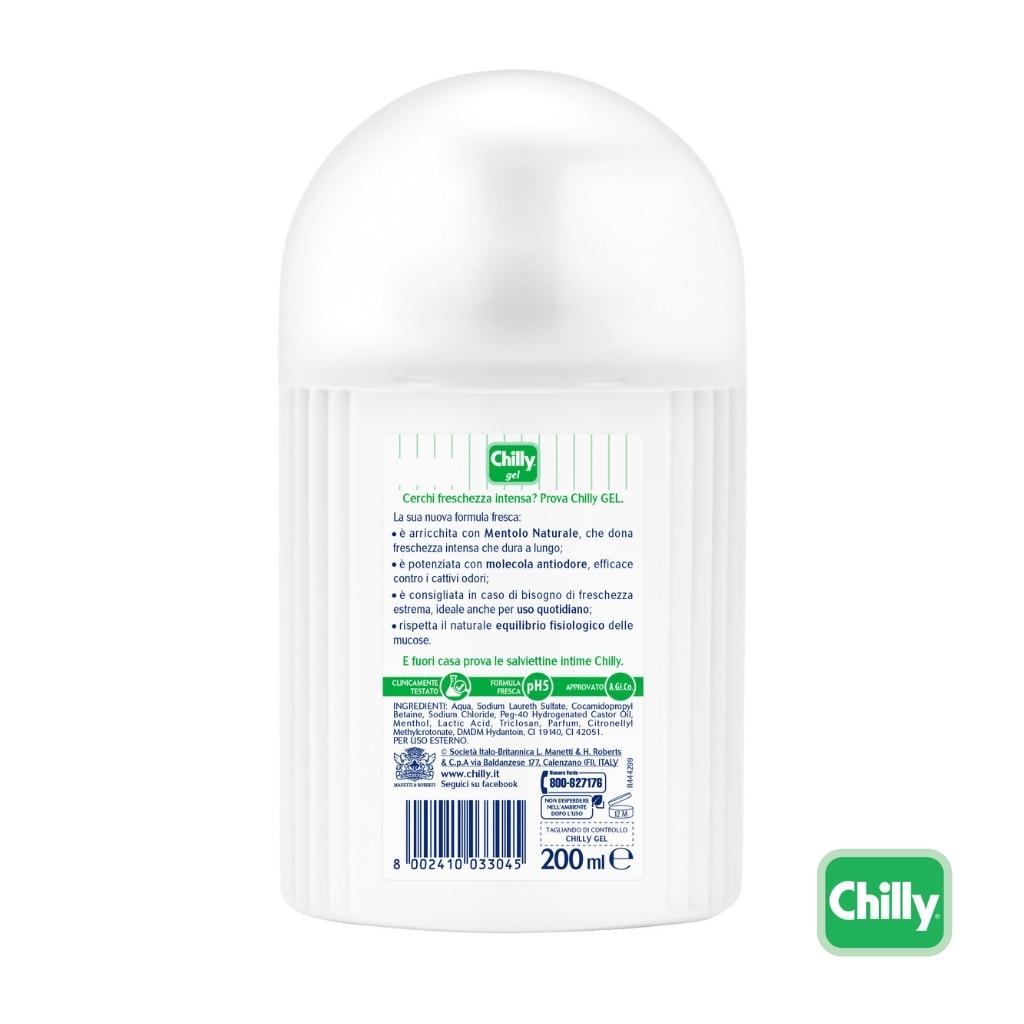 Dung dịch vệ sinh phụ nữ Chilly Gel chiết xuất bạc hà se se lạnh, bùng tươi mát chai 200ml