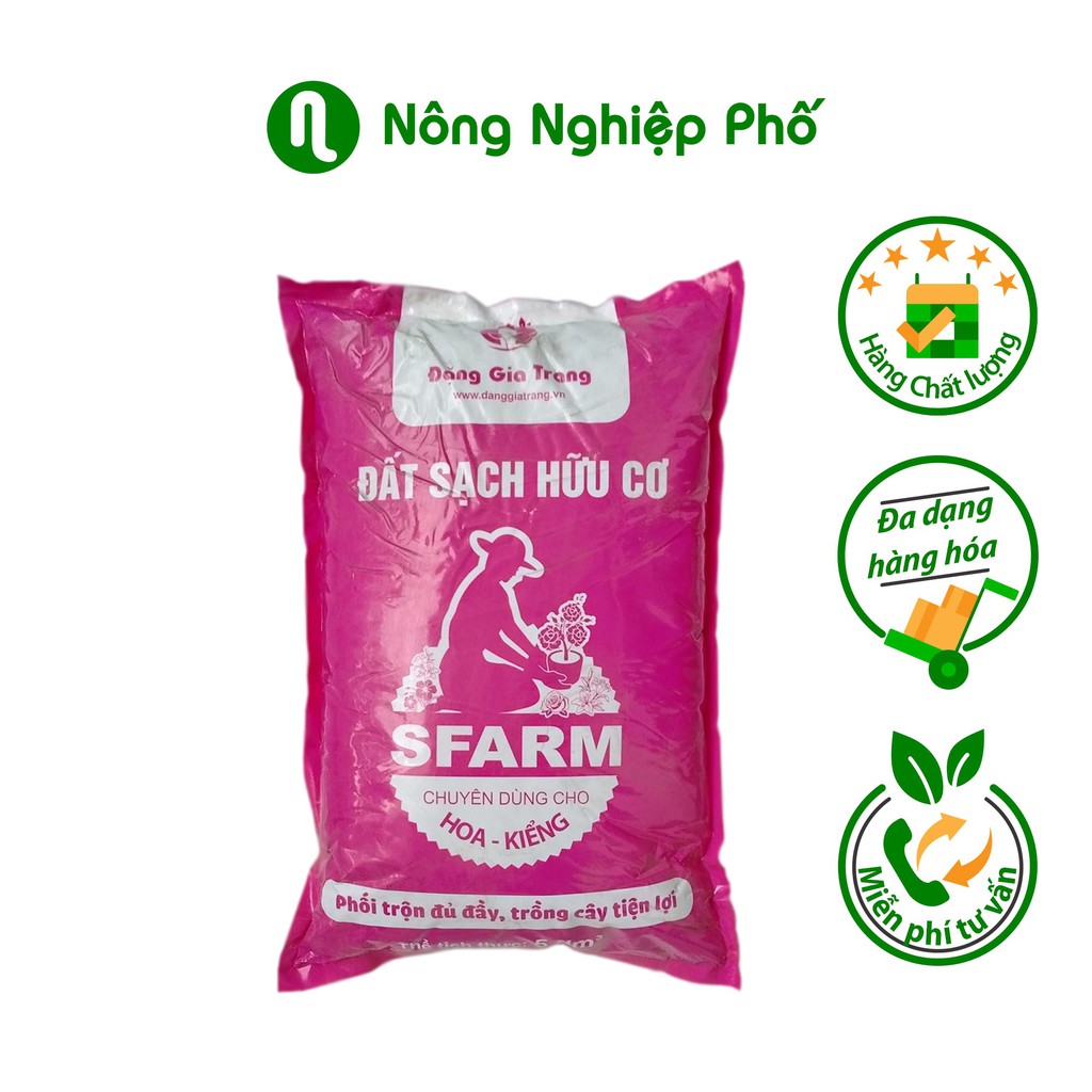 Đất sạch hữu cơ Sfarm dùng cho hoa kiểng - Túi 5dm3 ~ 2.5kg