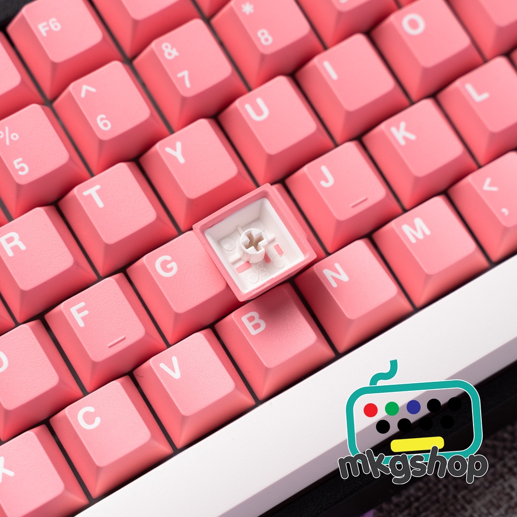 Keycap Peach Blossom nhựa PBT in doubleshot, 173 nút bàn phím cơ màu hồng cực đẹp, cherry profile