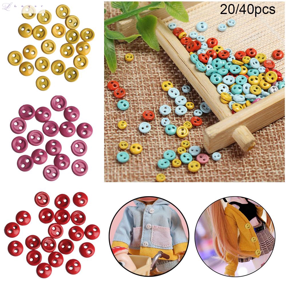 Set 20 / 40 Nút Áo Nhiều Màu 3mm / 4mm Dành Cho Búp Bê