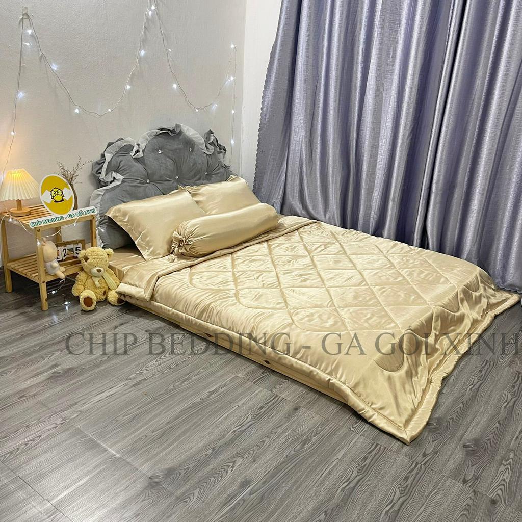 TRỌN BỘ DRAP PHI LỤA THÁI TUẤN HÀNG LOẠI 1 - VÀNG KEM - ĐỦ KÍCH THƯỚC( ẢNH THẬT SHOP CHỤP)