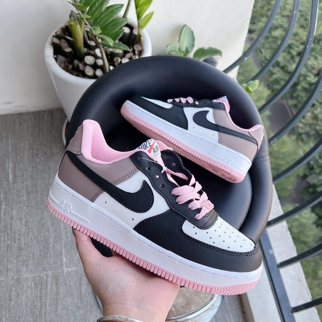 Siêu phẩm + hot trend giày thể thao sneaker af1 hồng nâu kem đen ảnh thật tự chụp nữ siêu xinh độn đế thỏ store
