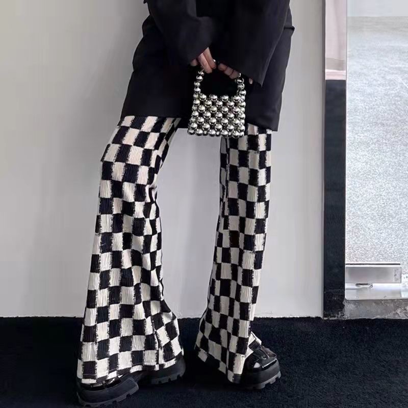 【77】Quần Thể Thao Mỏng Lưng Cao Dáng Rộng Họa Tiết Kẻ Sọc Hợp Xu Hướng Cho Nữ