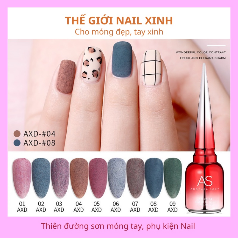 Sơn gel AS móng tay dùng máy hơ tone màu đi kèm hiệu ứng lông đẹp lạ mã AXD 15ml