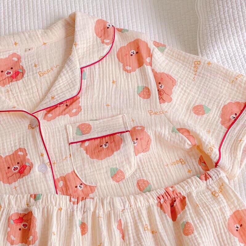 vải xô muslin con gấu bear