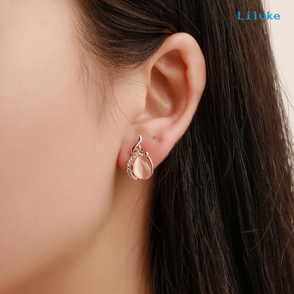 Bộ 2 Vòng cổ + Đôi Khuyên Tai Mặt Đá Hình Giọt Nước Thời Trang Cho Nữ