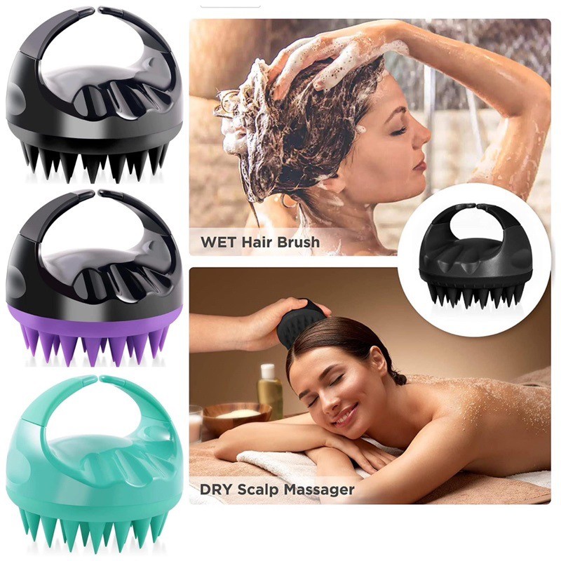 Lược gội đầu silicon maseki massage xk Nhật bản, dụng cụ chăm sóc da đầu sạch gàu, gỡ rối chống rụng tóc