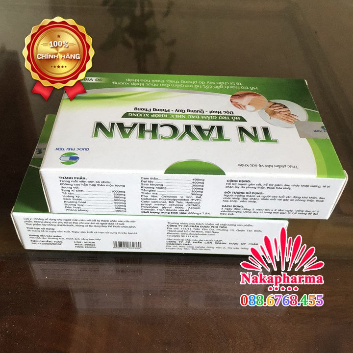 TN TAYCHAN - Hỗ trợ mạnh gân cốt, giảm đau nhức xương khớp, tê bì chân tay do phong thấp, thoái hóa khớp