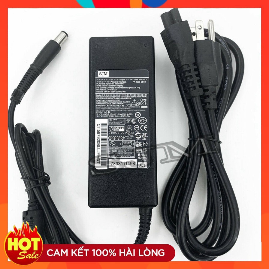 Sạc Laptop HP 19V - 4.74A chân kim to HP 8460 8470 8560P 8570P Hàng Zin(Tặng kèm dây nguồn)