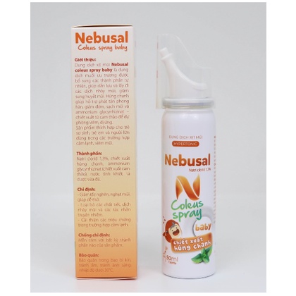 Xịt Mũi Nebusal Coleus - Chiết xuất Húng Chanh giảm Nghẹt Mũi, Sổ mũi ở người lớn và trẻ em