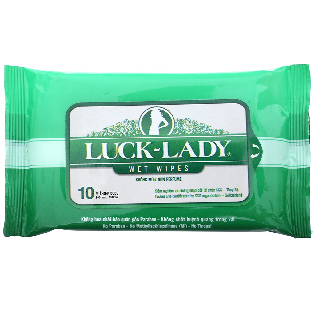 Khăn giấy ướt bỏ túi đi du lịch Dot 10 tờ, Luck lady 10 tờ