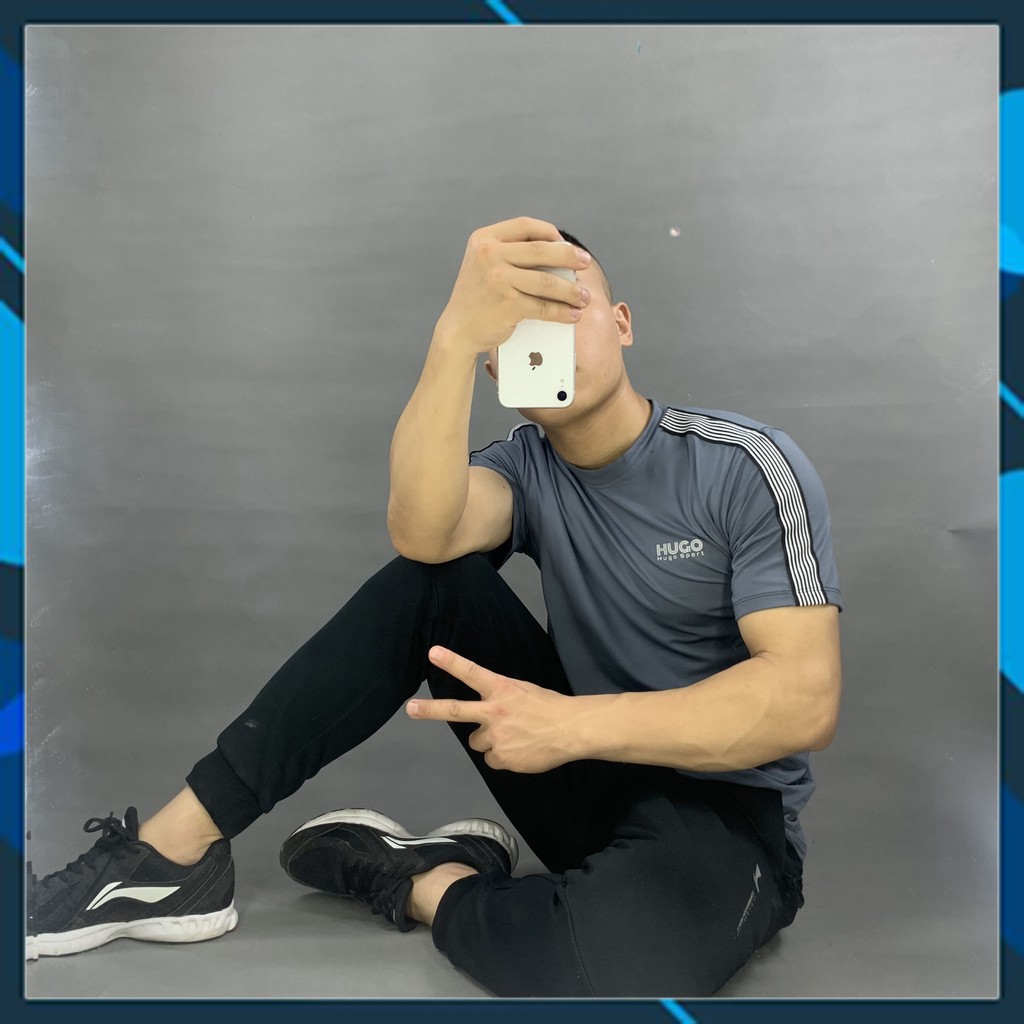Áo thể thao nam Viền Sọc 2021 Hugo Sport, Áo tập gym nam co dãn 4 chiều thoáng mát, Ảnh thật. | BigBuy360 - bigbuy360.vn