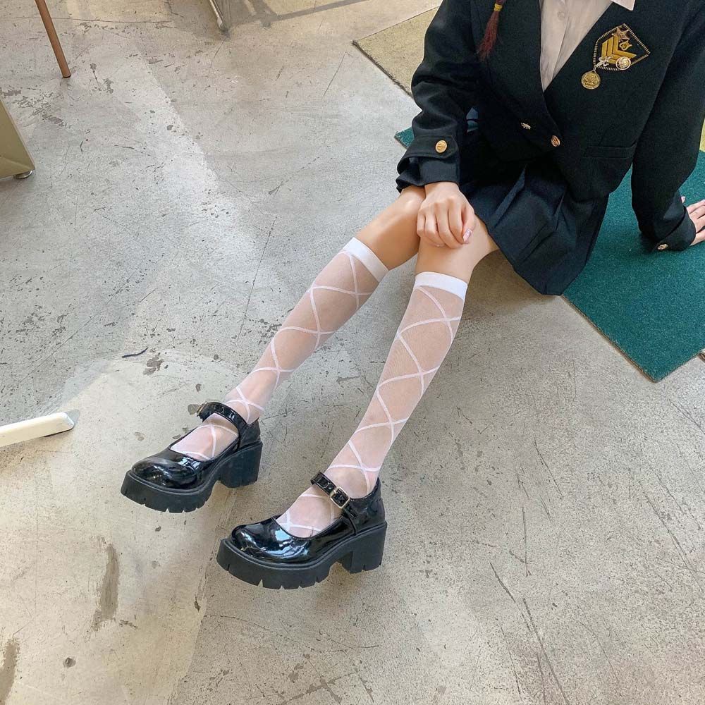 Đôi Vớ Lưới Trong Suốt Dài Tới Gối Chống Tắt / Lolita Phong Cách Hàn Quốc Cho Nữ