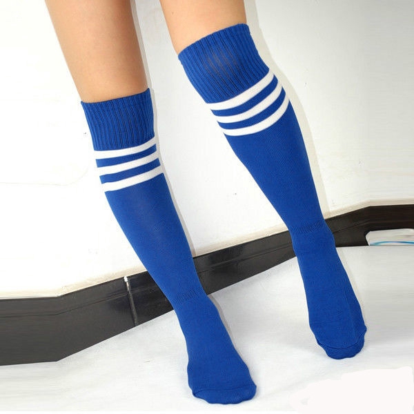 Vớ thể thao unisex dài ngang gối họa tiết kẻ sọc cho đá bóng