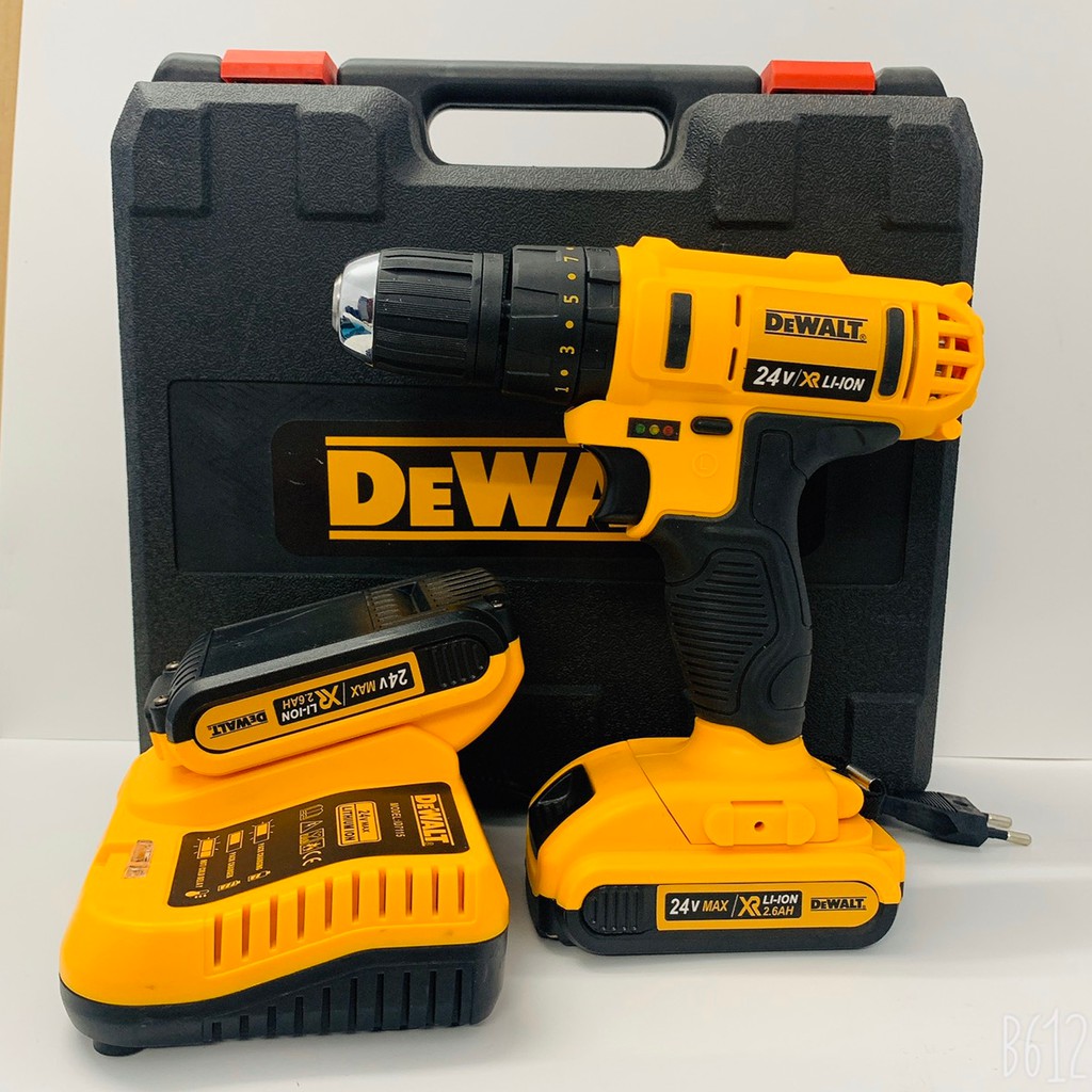 MÁY KHOAN PIN DEWALT 24V CÓ BÚA - TẶNG PHỤ KIỆN 22 CHI TIẾT - MÁY KHOAN BẮT VÍT