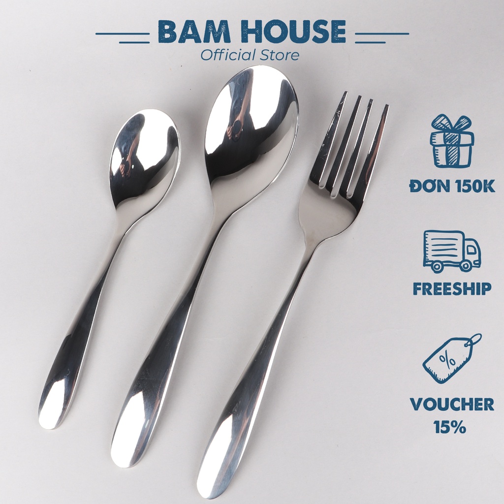 Muỗng Nĩa Bam House inox 304 trăng cao cấp MVS04