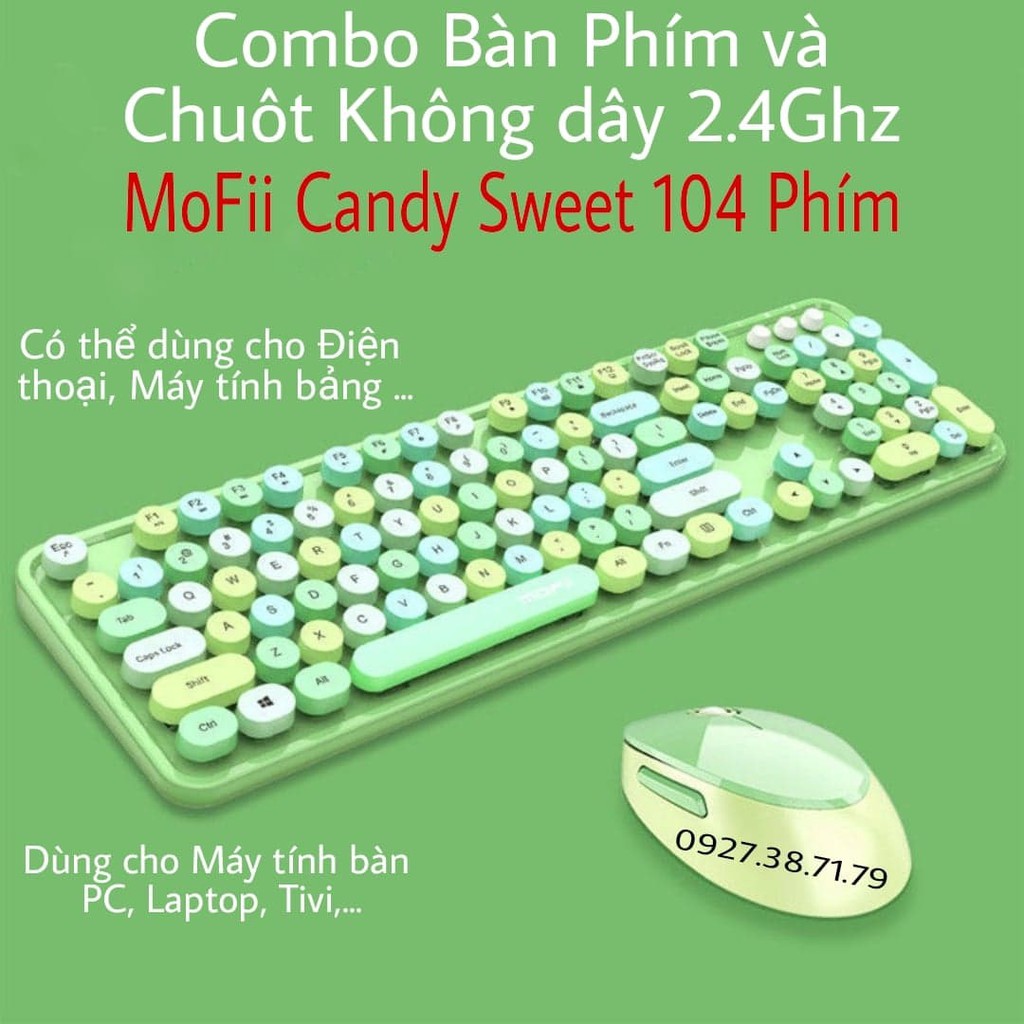 (CÓ SẴN) Combo bàn phím và chuột Mofii Sweet Fullsize 104 phím Wireless 2.4G siêu đẹp dùng cho PC, Laptop Tivi ....