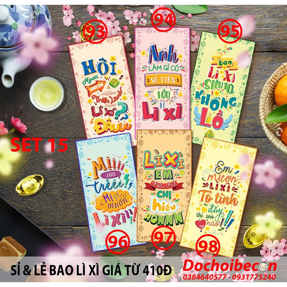 Bao lì xì Xấp 6 cái mẫu mới chất liệu đẹp, giá rẻ (Nhiều mẫu)