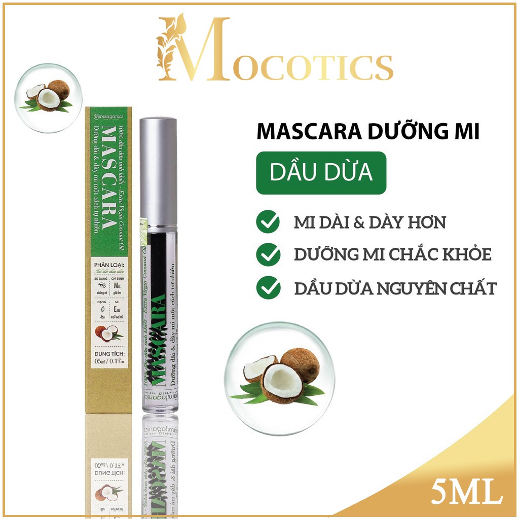 Combo mascara dầu dừa Milaganics 5ml và son dưỡng Lip Gloss dầu dừa Milaganics 5ml