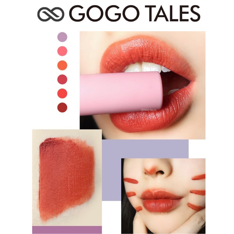 [ Son nội địa trung] Son kem lì Gogo tales air velvet Lip Gloss GT163, mềm mịn lâu trôi, cam kết chính hãng