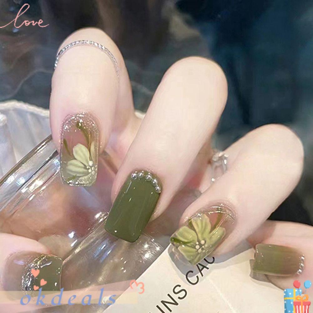 Bộ 24 Móng Tay Giả Đầu Tròn / Vuông Dạng Nhấn Tiện Dụng