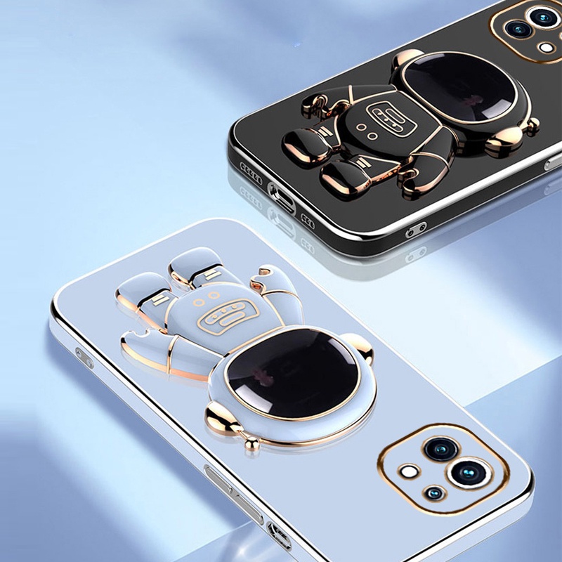 Ốp Điện Thoại Silicon Mềm Mạ Viền Dọc Họa Tiết Phi Hành Gia 6D Cho Xiaomi Mi 11 12 Lite 11T 10T 9T Pro
