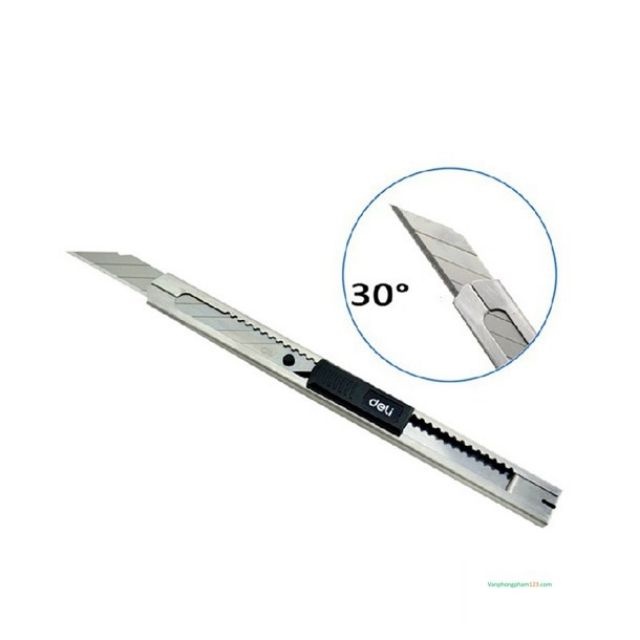 Dao Rọc Giấy Inox 9mm DELI 2034 30 độ SK5 - Dao Đẩy Inox 9mm DELI 2034