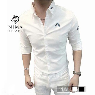 Áo sơ mi nam đẹp, dài tay thêu bồ câu NMM031