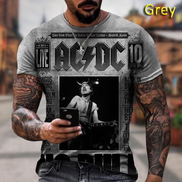 Áo Thun Tay Ngắn In Hình Nốt Nhạc ACDC 3D Phong Cách Hip Hop Thời Trang Cho Nam / Nữ