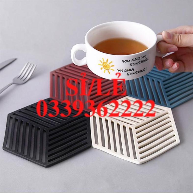 [ HAIANHSHOP ] Miếng lót nồi - Đế lót nồi đa năng chịu nhiệt chất liệu silicon họa tiết hình học Duashop Duashop &gt;