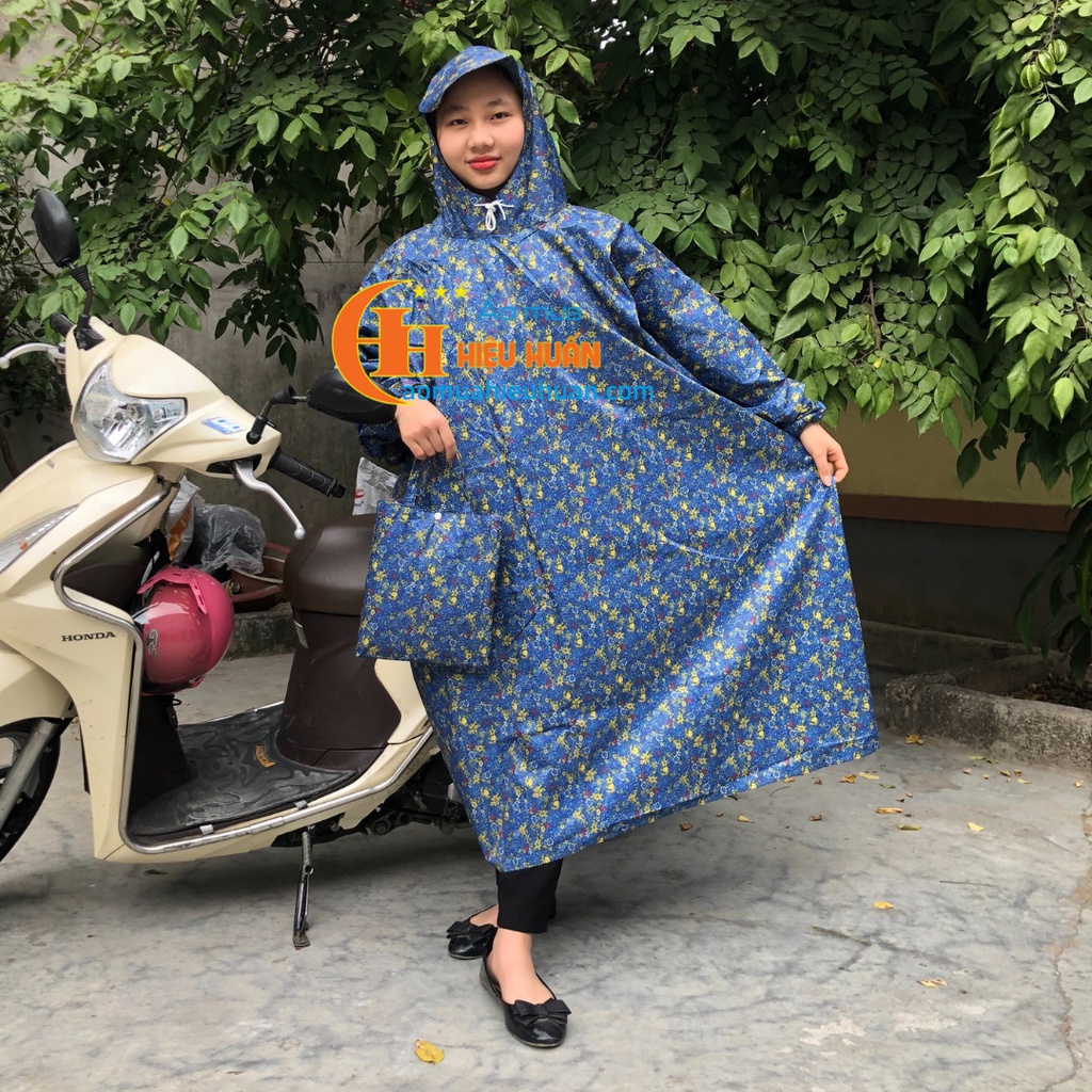 Áo Mưa 1 Người Vải Dù Kín loại 1m4 Không Xẻ Tà , Áo Mưa Thời Trang aomuahieuhuan