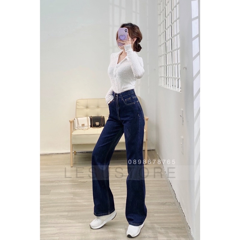 ẢNH TỰ CHỤP Quần Jeans ống suông trơn 100cm