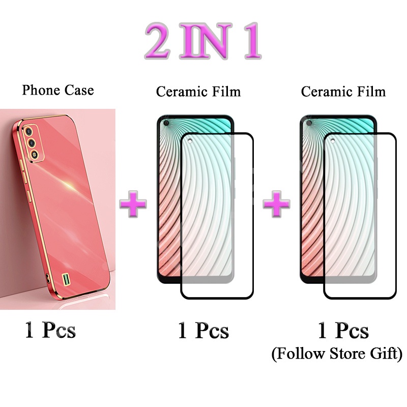 Ốp Điện Thoại Mạ Vàng 2 Trong 1 Kèm Kính Cường Lực Cho Tecno Spark 8C Spark Go 2022