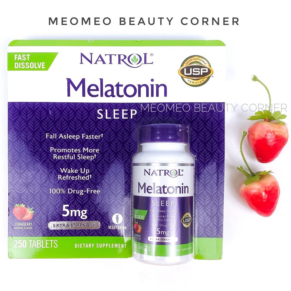 Viên ngậm hỗ trợ giấc ngủ Natrol Melatonin 5mg 250 viên Mỹ