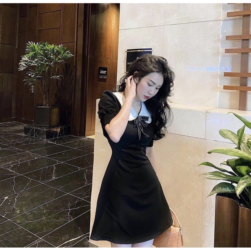 [Mã WASTXINH giảm 10% tối đa 15K đơn 99K] BÁN SỈ VÁY ĐEN CỔ BÈO TRẮNG TAG NƠ | BigBuy360 - bigbuy360.vn