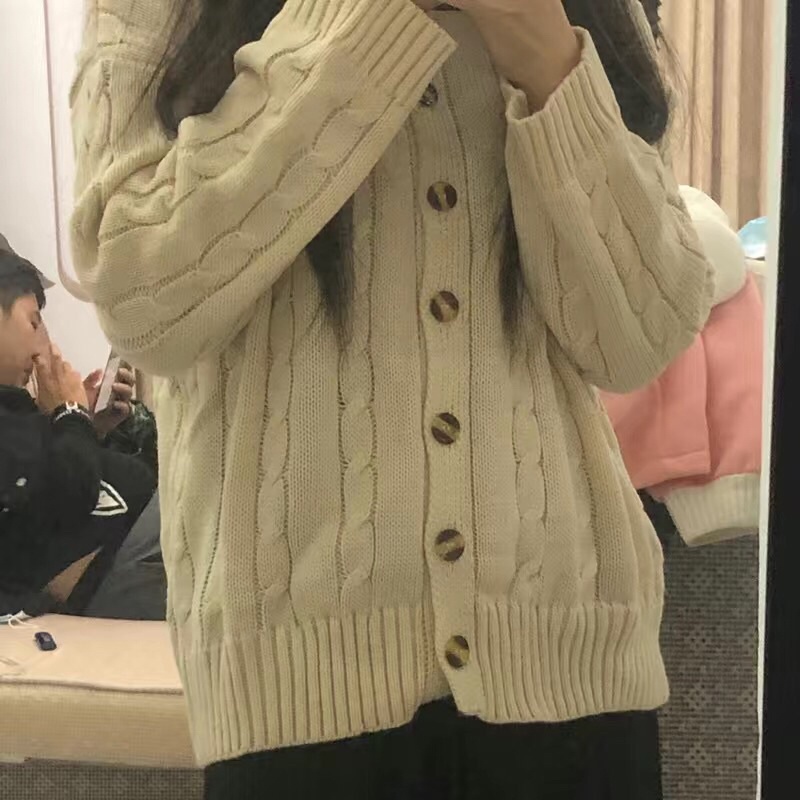 Sét váy len bánh bèo, áo len cadigan màu vintage cổ điển