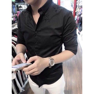 ÁO SƠ MI NAM HÀN QUỐC THÊU NỔI NGÔI SAO SANG CHẢNH - KTD010